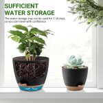 FOUKUS Set of 5 Self-Watering Plant Pots with Drainage – Eco-Friendly Plastic Planters for Indoor & Outdoor Use – Pots for Succulents, Cactus, Snake Plants (7, 6.5, 6, 5.5, 5) – Green - Image 17